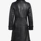 Winter Women's Black Shearling Leather Coat - Back View