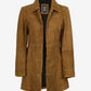 Women's Brown Suede Car Coat - Open View