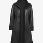 Winter Women's Black Shearling Leather Coat - Front View