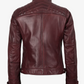 Scarlett Women's Maroon Cafe Racer Leather Jacket - Back View