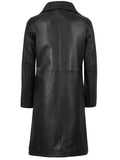 Women’s Sheepskin Black Leather Coat – Back View