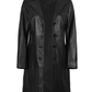 Noir Women's Black Leather Coat - Back View