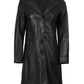 Noir Women's Black Leather Coat - Front View