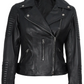 Cruz Women's Black Biker Leather Jacket - Side View