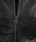 Close-up View of YKK Zipper on Women’s Black Leather Jacket