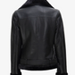 Frost Women's Black Shearling Biker Leather Jacket - Front Closed View