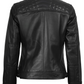 Johnson Women's Black Quilted Biker Leather Jacket - Side View