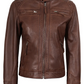 Johnson Women's Brown Quilted Biker Leather Jacket - Back View