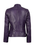 Back View – Purple Sheepskin Leather Jacket for Women