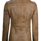 Blair Women's Camel Leather Blazer - Front Buttoned View