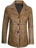 Women’s Camel Leather Blazer – Front View