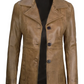 Blair Women's Camel Leather Blazer - Side View