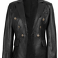 Duchess Women's Black Double-Breasted Leather Blazer - Side View