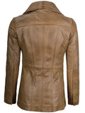 Women’s Camel Sheepskin Leather Blazer – Back View