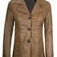 Blair Women's Camel Leather Blazer - Front Open View