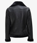 Back View of Women’s Black Shearling Leather Jacket