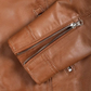 Luna Women's Tan Brown Cafe Racer Leather Jacket - Back View