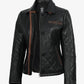 Women's black quilted leather jacket by NSM Jackets