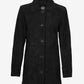 Women's Black Suede Car Coat - Open View
