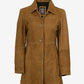 Women's Brown Suede Car Coat - Detail View