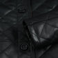 Women's quilted leather jacket, close-up texture detail