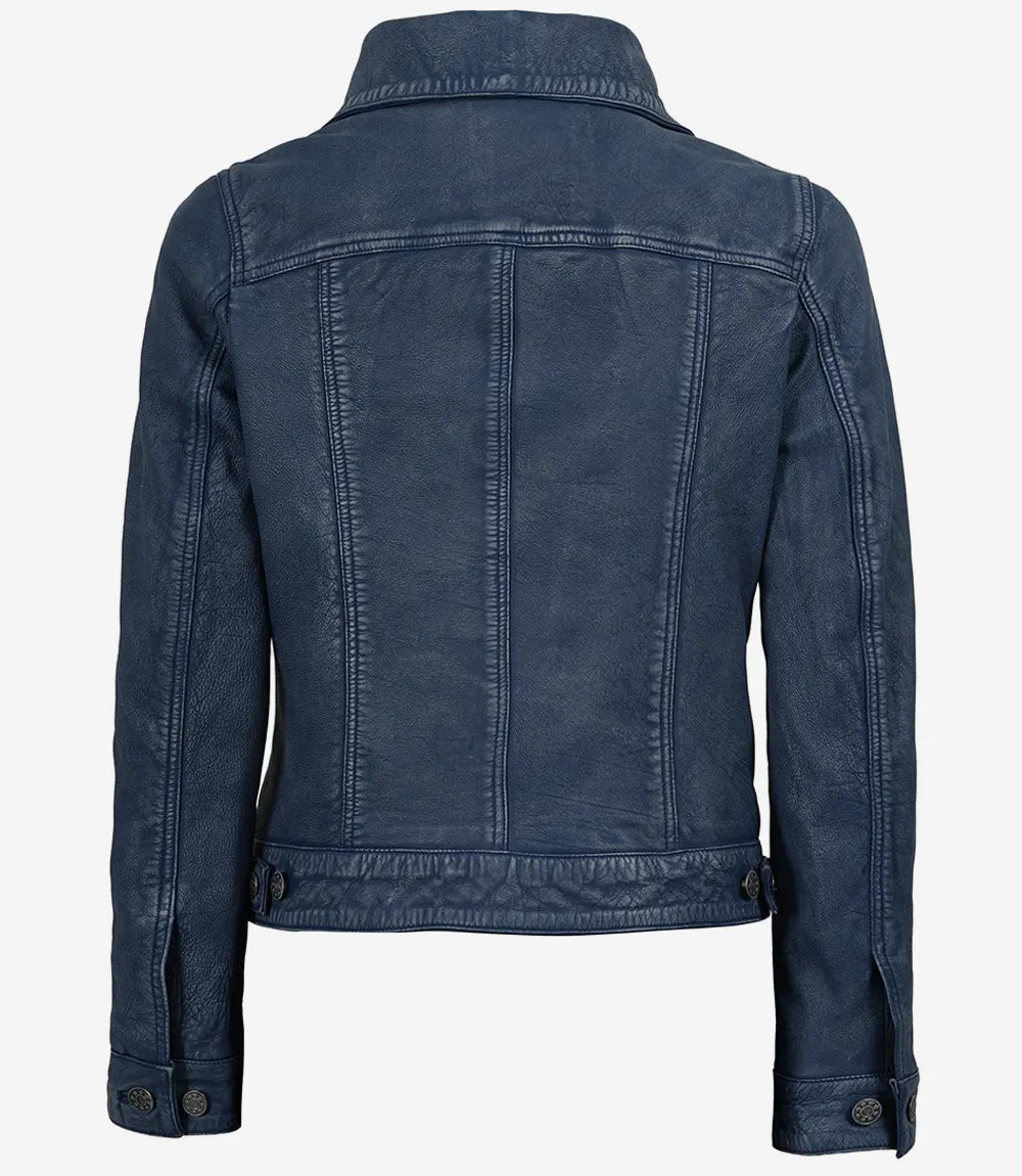 Women's washed leather jacket by NSM Jackets, texture detail
